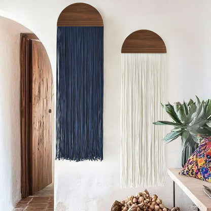 Flber 2 Pcs Macrame Wall Hanging Boho Wall Decor Handmade Macrame Art Tapestry Wedding Macrame Backdrop 13.7" W x 51" L For Living room Bedroom Headboard Decor
