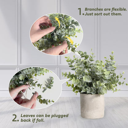 4 Pack Small Fake Plants in White Pulp Pot for Home Decor, Artificial Plants Indoor, Small Faux Plants Indoor for Bathroom Bedroom Kitchen Office Farmhouse Room Shelf Decor