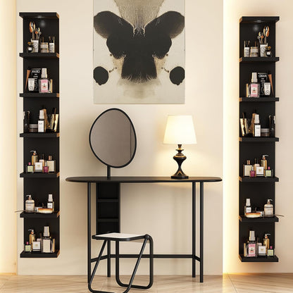 LitaEther Versatile 7 Tier Wall Shelf Unit,White Lack Wall Shelf,Display Floating Shelf with LED Remote Control Light