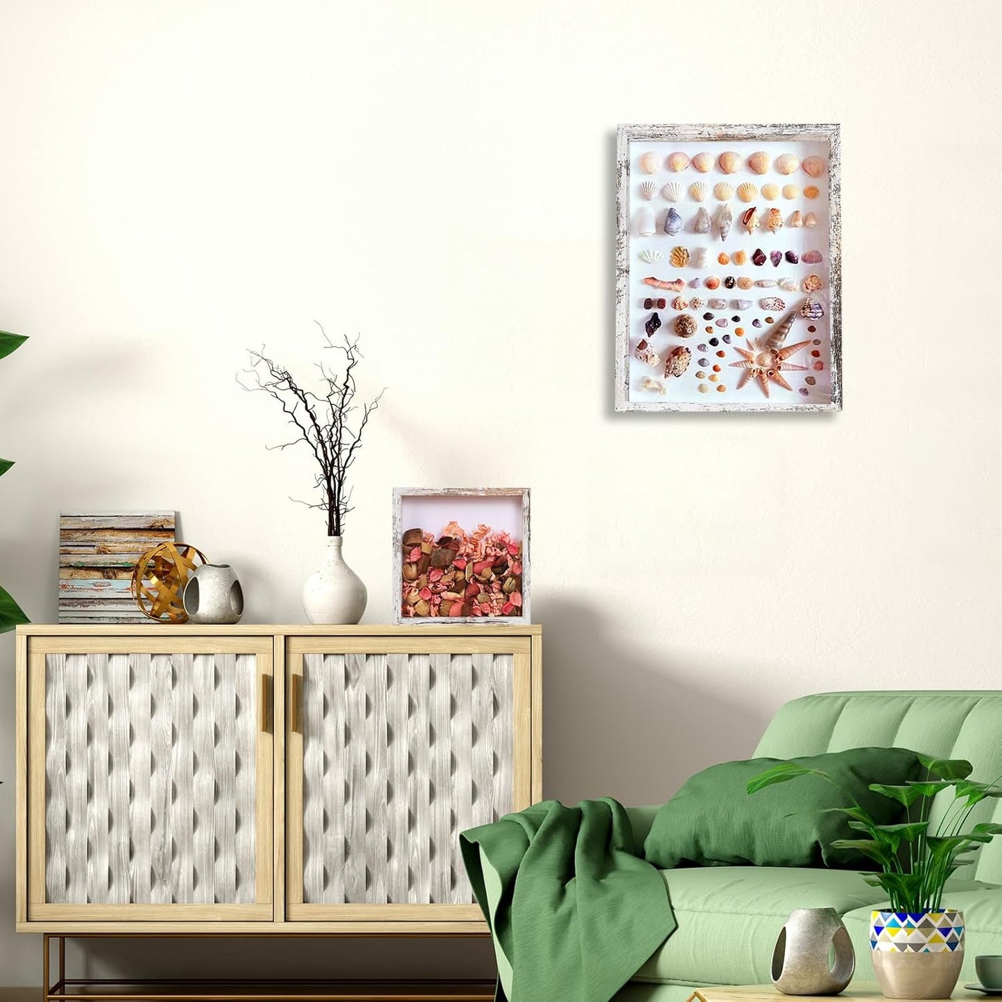 Califortree 8x8 Shadow Box Frame with Soft Linen Back - Push Pins Included, Memory Box Display Case for Flower, Tickets and 3D Items, Black