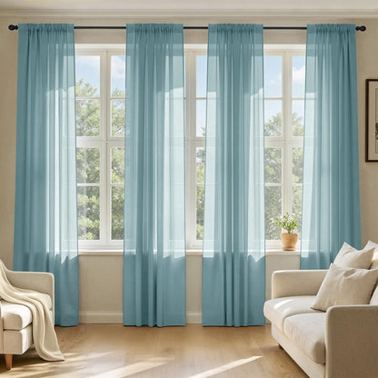MIULEE White Sheer Curtains 84 Inches Long, 4 Panels Set, Light Filtering Rod Pocket Voile Drapes for Living Room and Bedroom, Airy Soft Fabric Window Treatments, 42 x 84 Inches