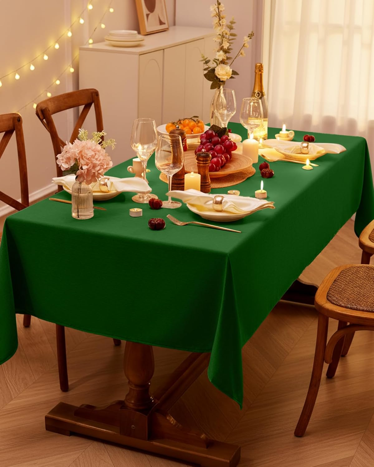Pureegg Rectangle Linen Tablecloth Waterproof & Stain Resistant, Wrinkle-Free Table Cloth Adds Elegance and Protection, Ideal for Dining, Party, Wedding and Outdoor, 52 x 70 Inch, Sage Green