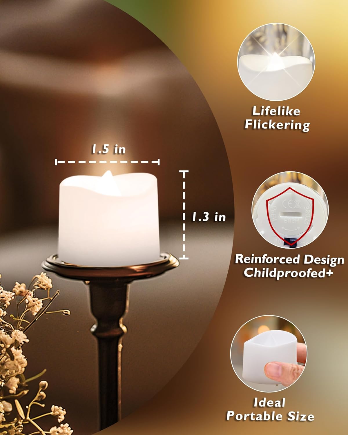 Homemory Timer Tea Lights Candles Battery Operated, 6H Timer Built-in, Auto On Daily, Flameless LED Tealight Votives for Table Centerpieces, Lantern, Holiday Decor, Warm Lamp, No Remote, 12-Pack