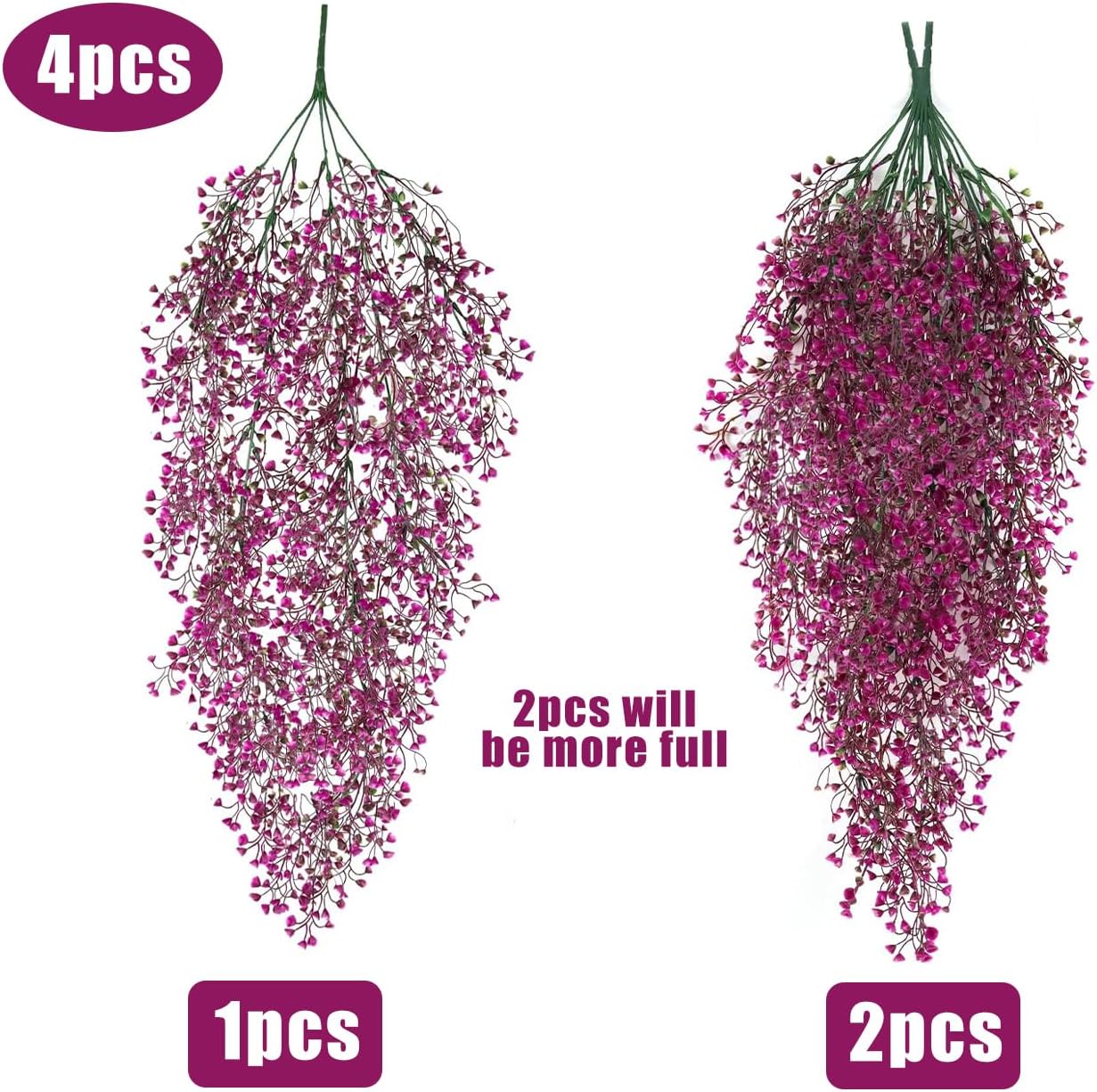 RECUTMS Fake Hanging Plants Artificial Ferns for Outdoor Hanging Faux Plants Vine Ivy Faux Fern Hanging Vines Wall Plants for Home Garden Party Wedding Decor (White 4P)