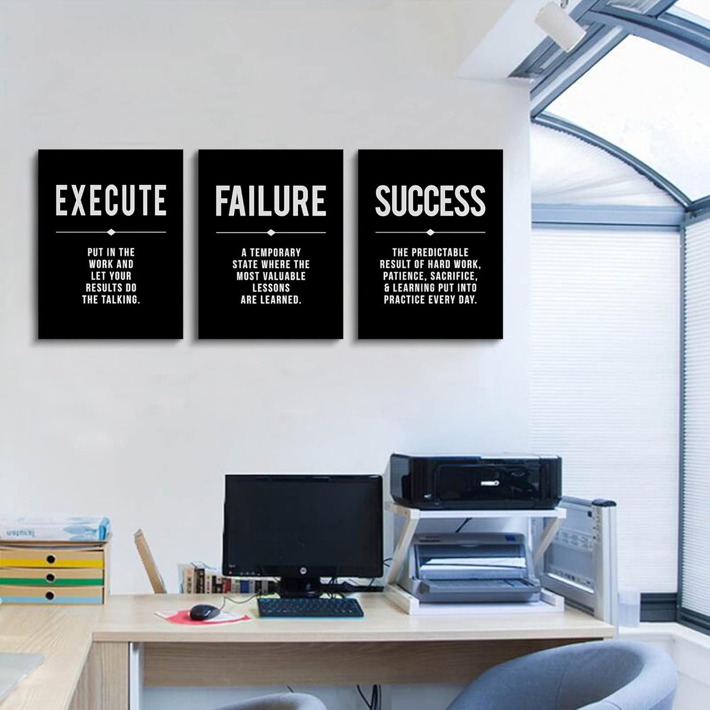 Inspirational Canvas Painting Wall Art -EPHANY ART,Mindset Quotes Prints, Success Framed Entrepreneur Poster Positive Quotes Wall Poster for Home Office Workplace (M-3pcs,12x16inchx3pcs)