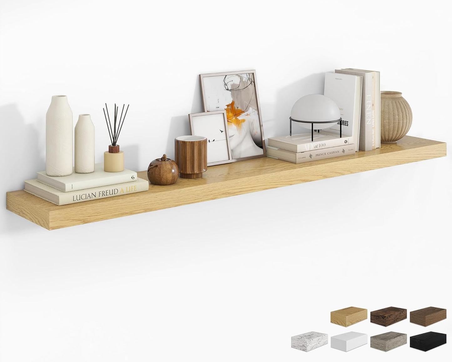RICHFOCUS 72Inch Floating Shelves for Wall 2 Pack Shelves for Bedroom|Kitchen|Bathroom Wall Mounted Rustic Wood Floating Shelf with Invisible Brackets for Books|Storage|Decor, Rustic Brown