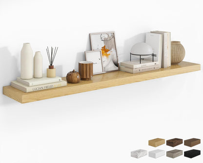 RICHFOCUS 72Inch Floating Shelves for Wall 2 Pack Shelves for Bedroom|Kitchen|Bathroom Wall Mounted Rustic Wood Floating Shelf with Invisible Brackets for Books|Storage|Decor, Rustic Brown