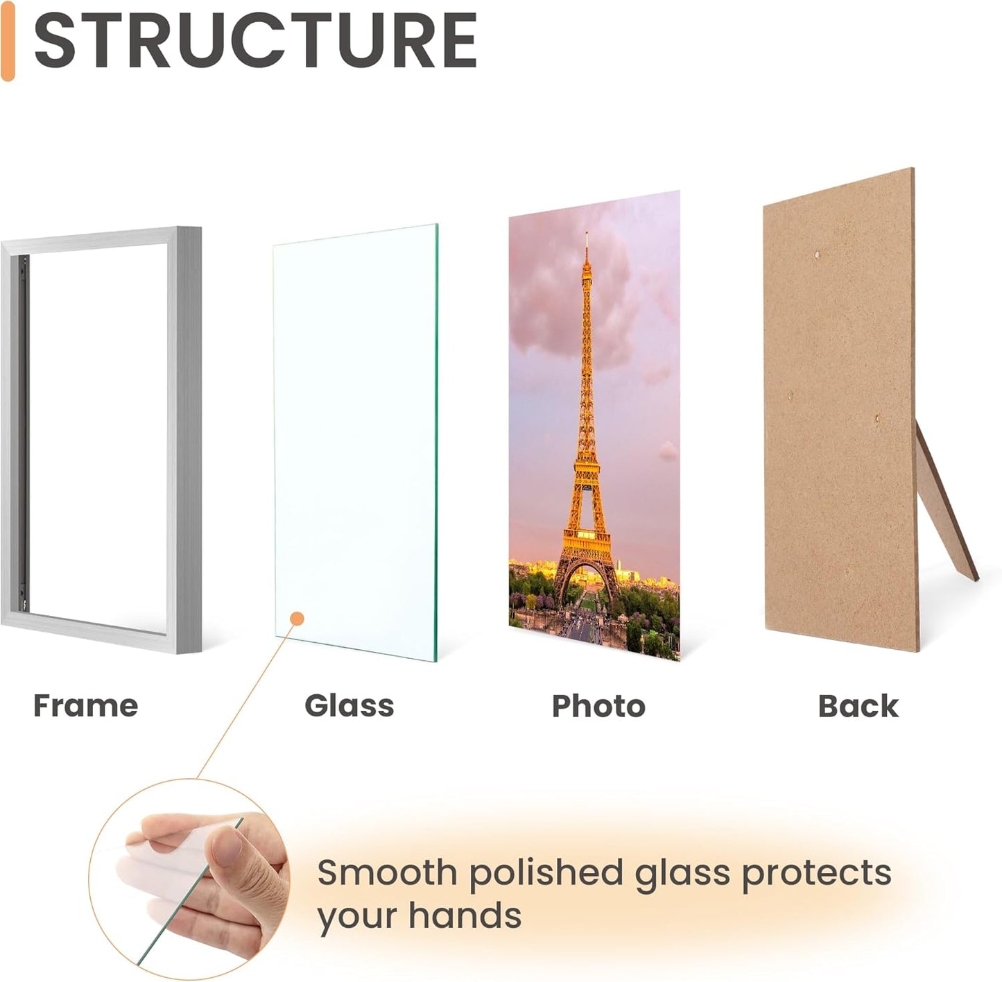 upsimples 5x7 Picture Frame Set of 3, Made of High Definition Glass for 5 x 7 Black Frames, Wall and Tabletop Display Thin Border Photo Frame for Home Décor