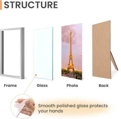 upsimples 5x7 Picture Frame Set of 3, Made of High Definition Glass for 5 x 7 Black Frames, Wall and Tabletop Display Thin Border Photo Frame for Home Décor