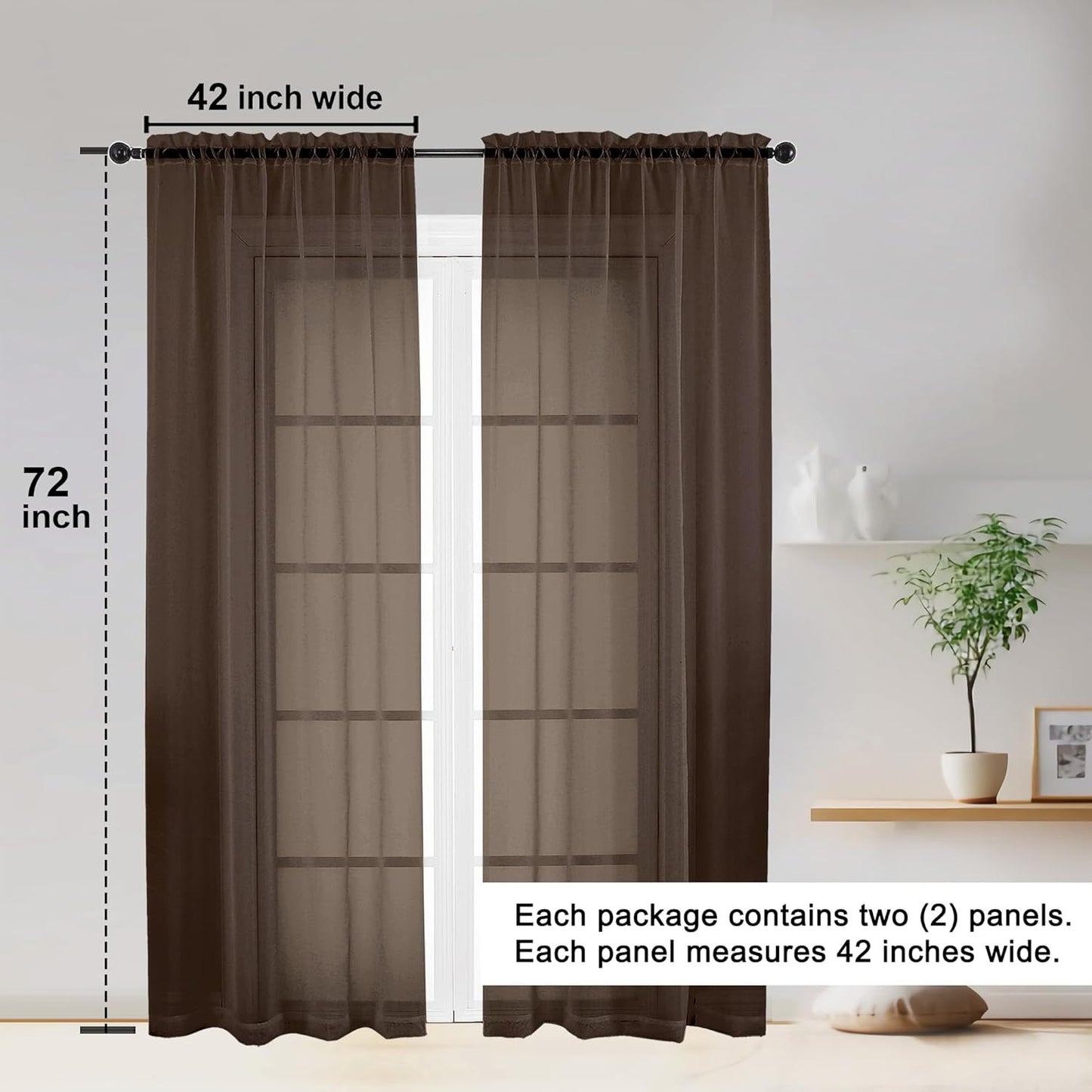 OWENIE Sheer Curtains 84 inches Long 2 Panels Set for Living Room/Bedroom, Rod Pocket Voile Sheer Panel Drapes, White, 2pcs, Each 42" W x 84" L - Colors A