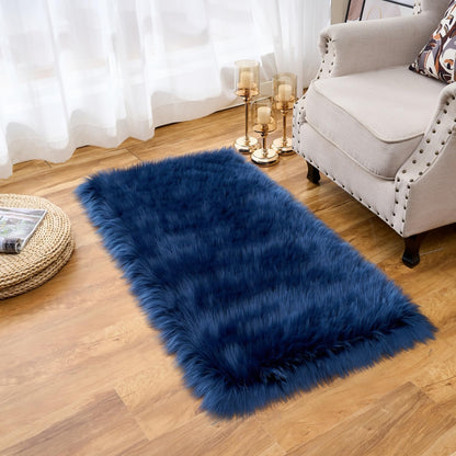 EasyJoy Ultra Soft Fluffy/Fuzzy Shaggy Area Rug Faux Fur Chair Cover Seat Pad for Bedroom Floor Sofa Living Room (2 x 6 ft Sheepskin, Beige)