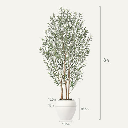 VeriNatural 8FT Artificial Ficus Tree, Indoor Faux Ficus Plant with Realistic Leaves & Natural Wood Trunk, 8ft Tall, Green, All Seasons, Perfect for Living Room Home Decor