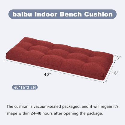 baibu 40 Inch Dual-Layer Patent Design Memory Foam Bench Cushion, Non-Slip Indoor Bench Cushion Standard Size Foam Pad with Machine Washable Cover (Dark Grey, 40x16x3in)