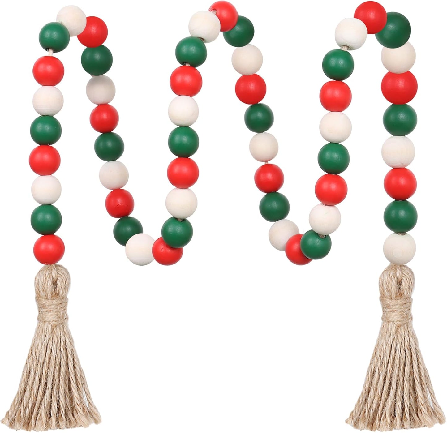 Meplait Wood Bead Garland, 39in Farmhouse Beads with Tassels for Tiered Tray Decor