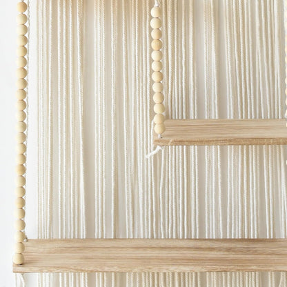 Flber 2 Pcs Macrame Wall Hanging Boho Wall Decor Handmade Macrame Art Tapestry Wedding Macrame Backdrop 13.7" W x 51" L For Living room Bedroom Headboard Decor