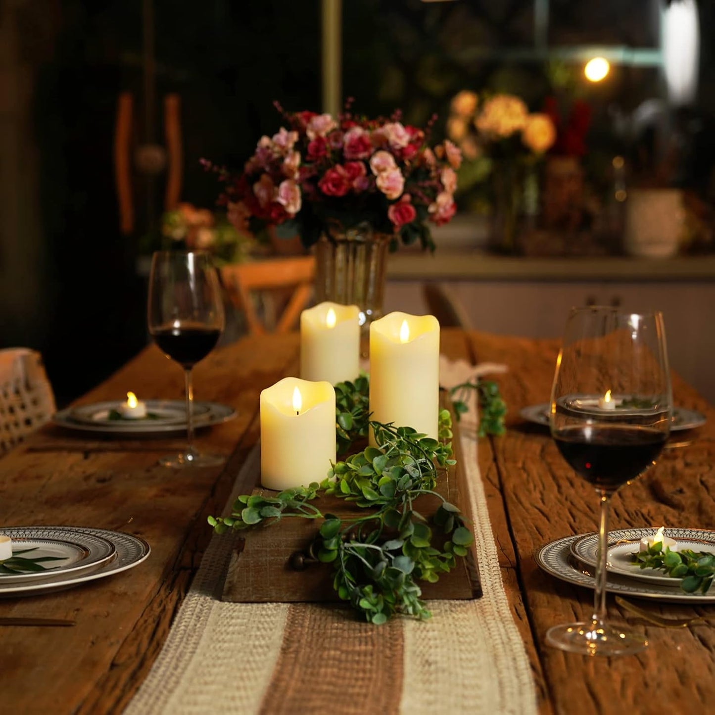 Homemory 6"x3" Outdoor Waterproof Flameless Candles, LED Candles, Battery Operated Candles with Remote and Timers, Electric Fake Plastic Pillar Candles, Ivory White, Set of 2