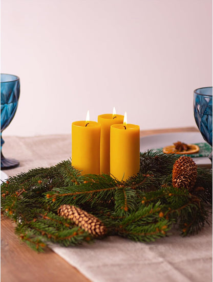 CANDWAX 3x4 inch Pillar Candles Set of 3 – Unscented Dripless Rustic Dark Blue Candles for Room Decor, Weddings, Centerpieces