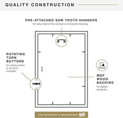 MCS Studio Gallery 16x24 Poster Frame Black Woodgrain Engineered Wood, Vertical & Horizontal Wall Hanging Large Picture Frame for Photos, Posters & Art Prints (1-Pack)
