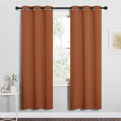 NICETOWN Halloween Pitch Black Solid Thermal Insulated Grommet Blackout Curtains/Drapes for Bedroom Window (2 Panels, 42 inches Wide by 63 inches Long, Black) - Colors B