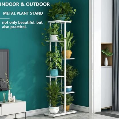 LINZINAR Plant Stand Indoor Outdoor Corner 4 Tier Metal Plant Shelf Patio Plant Rack for Garden Corner Balcony Living Room