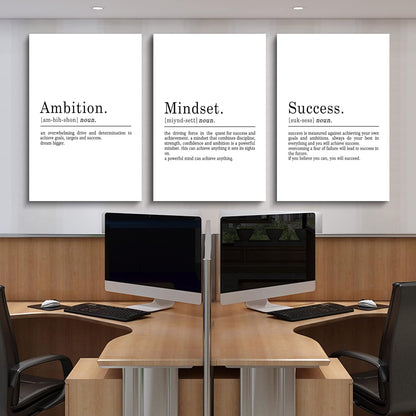 Inspirational Canvas Painting Wall Art -EPHANY ART,Mindset Quotes Prints, Success Framed Entrepreneur Poster Positive Quotes Wall Poster for Home Office Workplace (M-3pcs,12x16inchx3pcs)