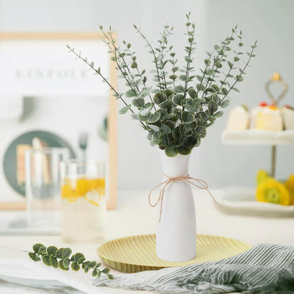18pcs Eucalyptus Stems Greenery Stems Fake Leaves Artificial Flowers Bouquet Faux Branches Centerpiece Flores Plants for Home Party Decor Wedding Decoration