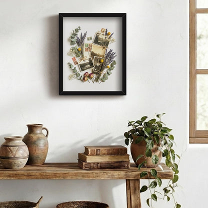 8x8 Shadow Box Frame | Soft Linen Back & Push Pins Included, Polystyrene Glass Memory Display Case for Flowers, Tickets & Cherished 3D Items, White