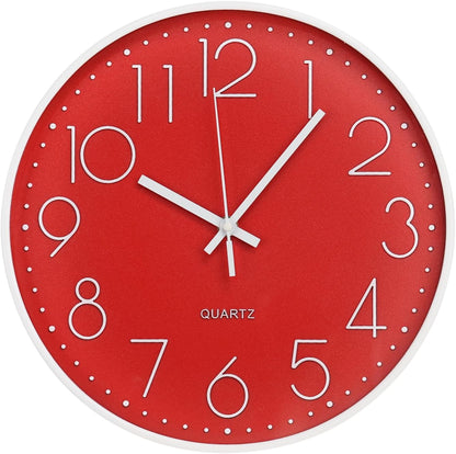 Wall Clock 12 Inch Non-Ticking Silent Modern Simple Style Round Decor Clock Gold Stereoscopic Dial Quartz Wall Clocks for Home/Office/School/Living Room/Bedroom/Kitchen