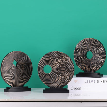 DOVDOV Gold Home Decor Sculpture, Unique Round line Statue, Modern Home Decor, Decorative Panel Statue Gold Decoration for Living Room TV Stand, Office, Bedroom, Dining Table Centerpiece.