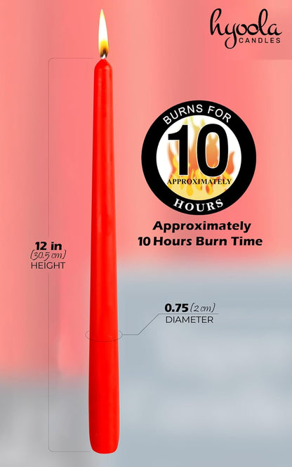 Hyoola Tall Taper Candles - 10 Inch Metallic Gold Unscented Dripless Taper Candles - 8 Hour Burn Time - 4 Pack