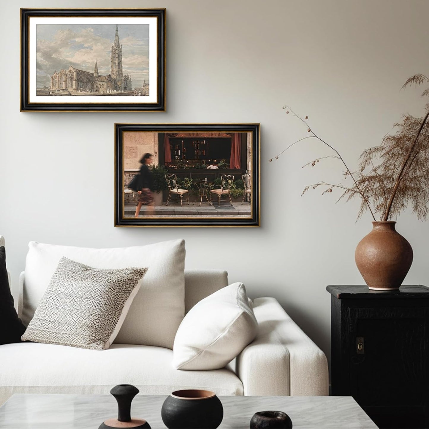 Golden State Art, 11x14 Photo Frame with Mat for Pictures 8x10 and Real Glass (Dark Gold Brown & Bronze Pewter Panel with White Color Mat, 1.25 Inch Frame Border)