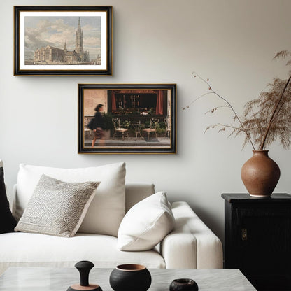 Golden State Art, 11x14 Photo Frame with Mat for Pictures 8x10 and Real Glass (Dark Gold Brown & Bronze Pewter Panel with White Color Mat, 1.25 Inch Frame Border)