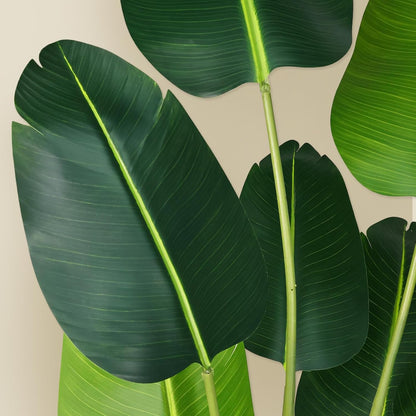 Artificial Bird of Paradise Plant 5.2Ft Fake Tropical Palm Tree with 10Trunks Faux Banana Leaf Trees in Pot for Home Indoor Outdoor Office Modern Decor Housewarming Gift（1Pcs）