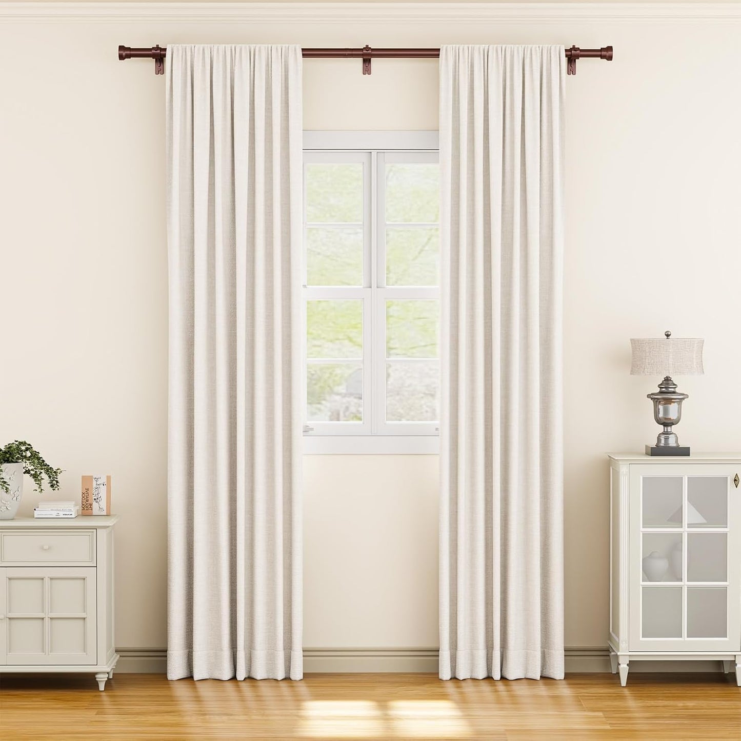 YaFex Curtain Rods 2 Pack 32-144 Inch, Heavy Duty 1 Inch Curtain Rod, Black Extra Long Adjustable Window Treatment Rods, Modern Design, Easy Installation