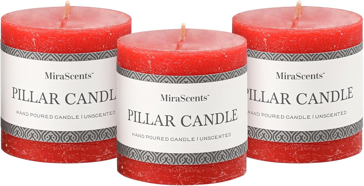 3x6 Inch Sage Green Pillar Candles Set of 3 - Unscented Spring, Long Clean Burning, Large Smokeless Dripless for Home Decor, Dinner Table, Bathroom, Rustic Decor