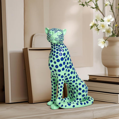 Quoowiit Bird Figurine, Modern Sculpture and Statues for Home Decor, Animal Statues for Bookshelf, Table, Entryway, Fireplace, Resin Decorative Sculpture with Chic Polka Dots Art Design (White)