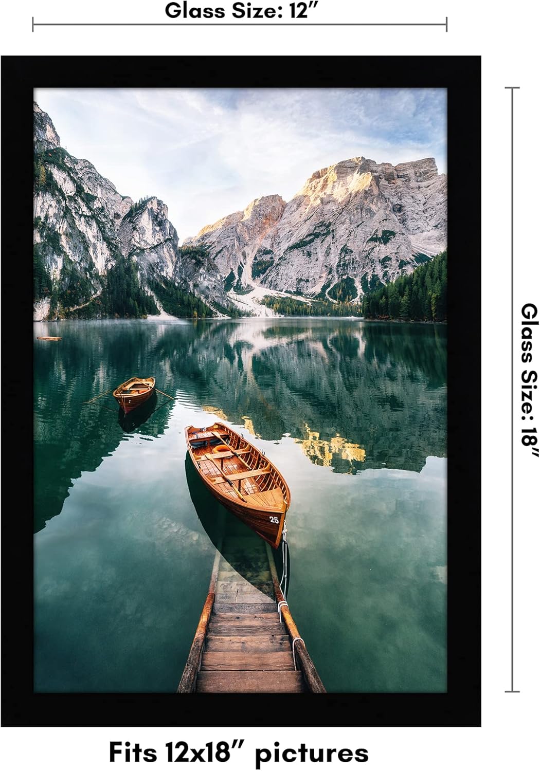 Americanflat 12x18 Poster Frame with Shatter-Resistant Glass - Signature Collection - Gallery-Style Frames Made of Engineered Wood - Photo Frame for Wall Display - Black - Colors B