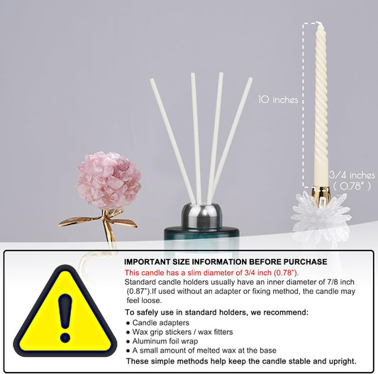 10 Pack Ivory Spiral Taper Candles 3/4×10 Inch – Dripless Smokeless Unscented Long Twisted Tapered Candle Sticks for Wedding Dinner Home Decor Advent Christmas – Cream Candlesticks