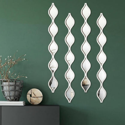 Qunclay Teardrop Mirror Wall Art Decorative Mirror Wall Decor Long Narrow Hanging Art for Apartment Living Room Bathroom Bedroom Entryway(Gold,4 Pcs)