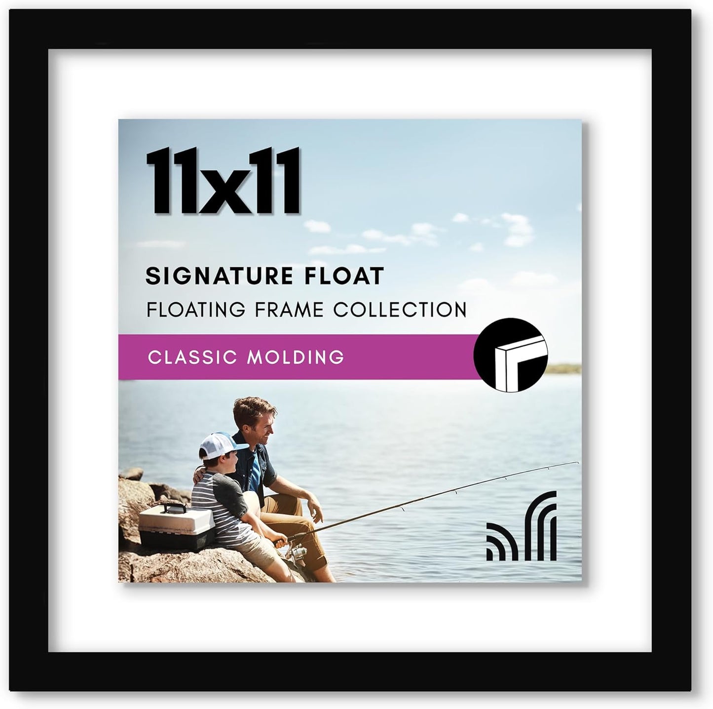 Americanflat 12x18 Floating Picture Frame with Polished Crystal-Clear Glass - Use as 8x10 Picture Frame or Display 5x7 Photo - Signature Float Collection - Photo Frames for Wall Display - Black