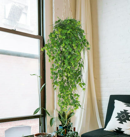 RECUTMS Artificial Hanging Plants Fake Hanging Plant Faux Eucalyptus Leaf Greenery Vine Outdoor UV Resistant Plastic Plants Home Garden Wedding Party Indoor Outdoor Decorations(White)