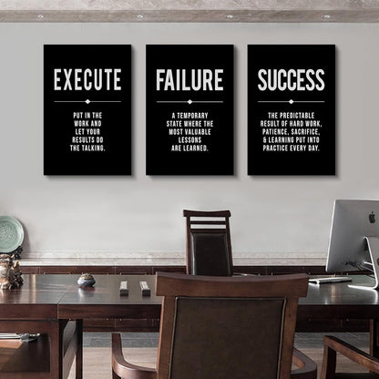 Inspirational Canvas Painting Wall Art -EPHANY ART,Mindset Quotes Prints, Success Framed Entrepreneur Poster Positive Quotes Wall Poster for Home Office Workplace (M-3pcs,12x16inchx3pcs)