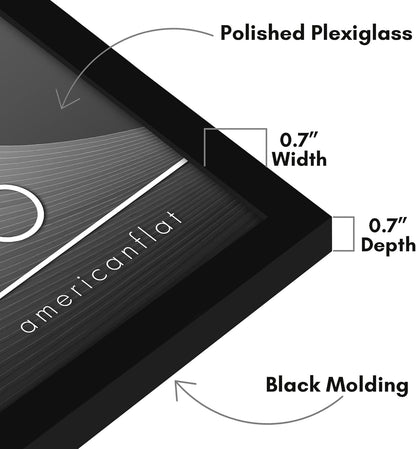 Americanflat 24x36 Poster Frame with Polished Plexiglass - Streamline Collection - Thin Border Picture Frame for Wall Display - Hanging Hardware Included - Black - Colors B
