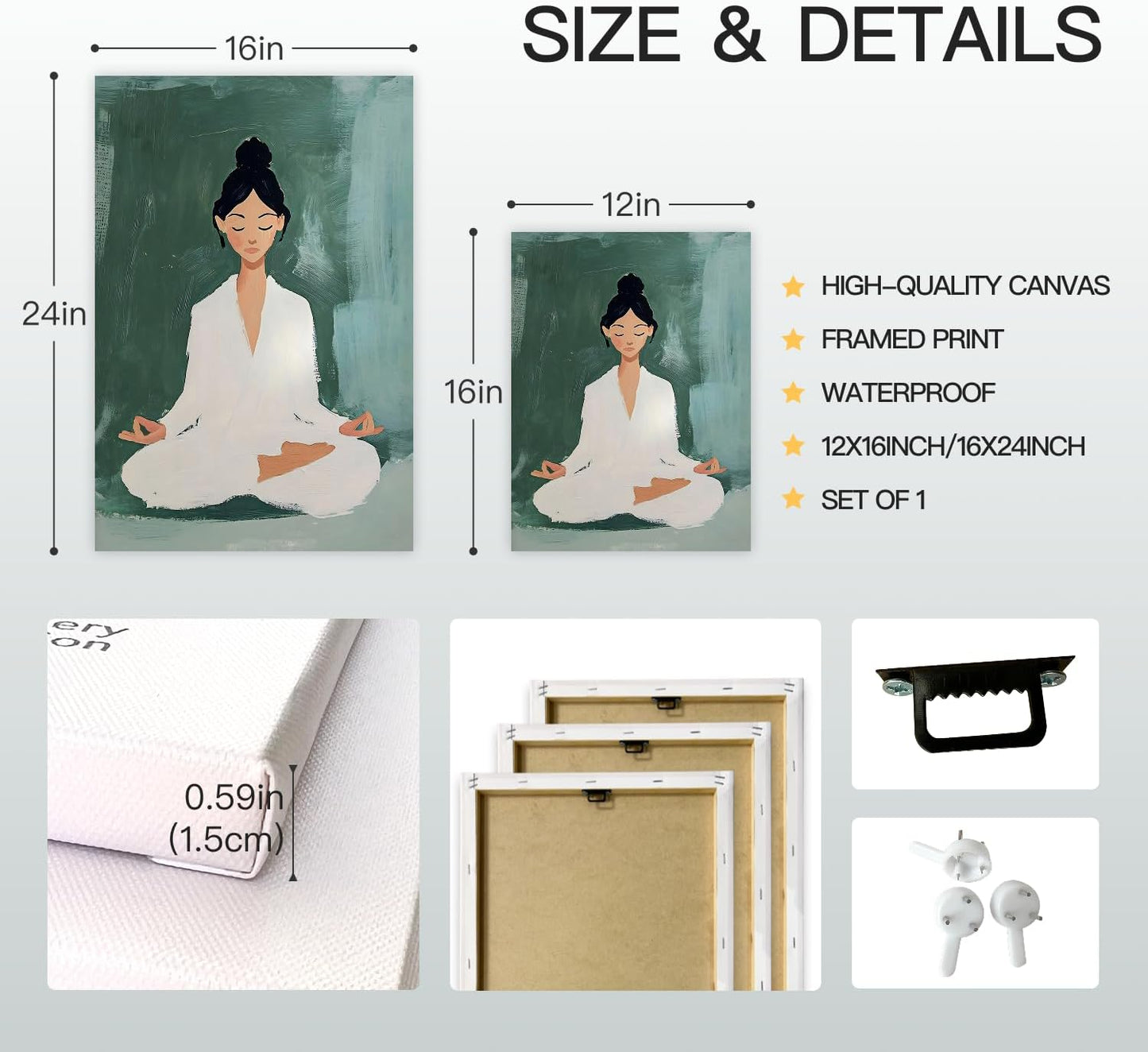 GELDSTEI Calm Zen Botanical Canvas Wall Art, White Lotus Blooming on Stones in Water Aesthetic Pictures, Yoga Spa Meditation Room Decor, Modern Spiritual Poster Prints for Zen Office Framed Set of 3, Each 12x16 Inch