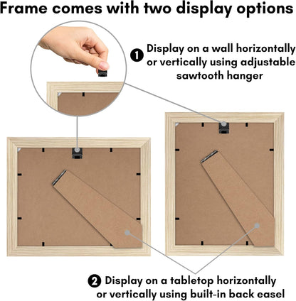 Americanflat 8x10 Picture Frame with Shatter-Resistant Glass - Use as 5x7 Frame with Mat or Display 8x10 Photo Without Mat - Signature Collection - Picture Frames for Tabletop and Wall Display - Black