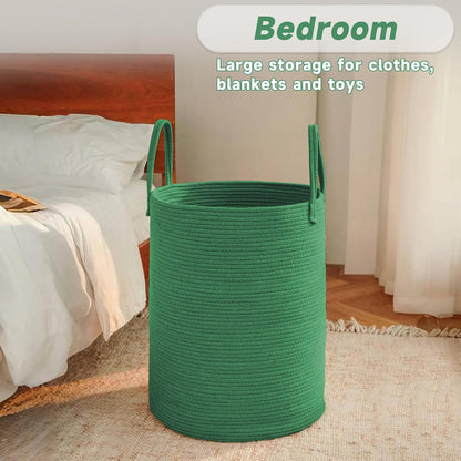 JMvicyroam Large Woven Laundry Basket Hamper,60L Cotton Rope Storage Bin for Blankets,Toys and Clothes,Decorative Tall Nursery Hamper for Living Room,Baby Nursery,Bathroom and Bedroom,Brown