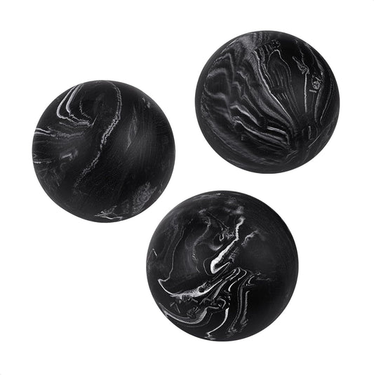 Creative Scents Black Marble Look SMALL 2.75” Decorative Balls for Bowls – Set of 3 Decorative Orbs Spheres for Coffee Table Centerpiece, Dining Table, Living Room - Modern Bowl Fillers for Home Décor