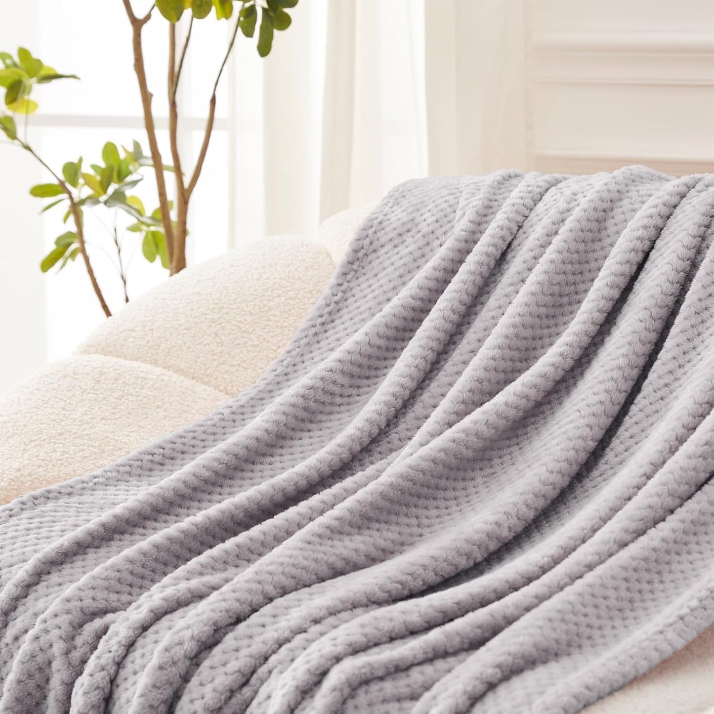 Exclusivo Mezcla Fleece Throw Blanket Extra Large, Super Soft and Warm Blankets for Couch, Sofa and Bed Waffle Textured, Cozy, Fuzzy and Lightweight (Slate Blue, 50x70 Inches)