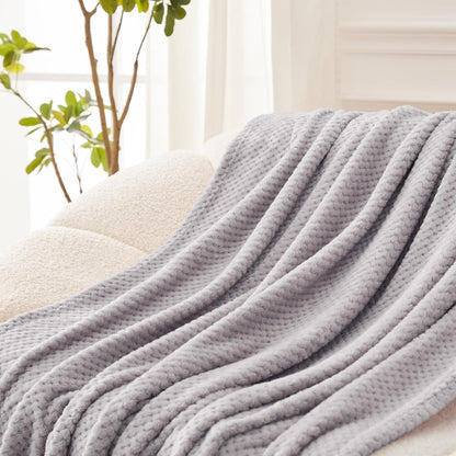 Exclusivo Mezcla Fleece Throw Blanket Extra Large, Super Soft and Warm Blankets for Couch, Sofa and Bed Waffle Textured, Cozy, Fuzzy and Lightweight (Slate Blue, 50x70 Inches)