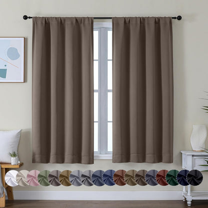 Simplebrand Ava Sage Green Blackout Curtains for Bedroom 63 Inch Length 2 Panels Set, Solid Thermal Insulated Energy Saving Rod Pocket Window Treatment Curtains Blackout Drapes, W40 x L63 Inch, Sage - Colors B